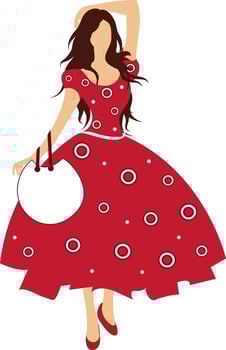 Character of a beautiful lady wearing red color dress. vector