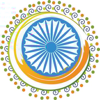 Ashoka wheel in beautiful rangoli design. vector