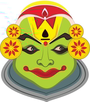 Vector illustration of kathakali dancer face.