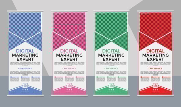 Modern Corporate Business Roll-Up Banner Design Template with multiple Color vector