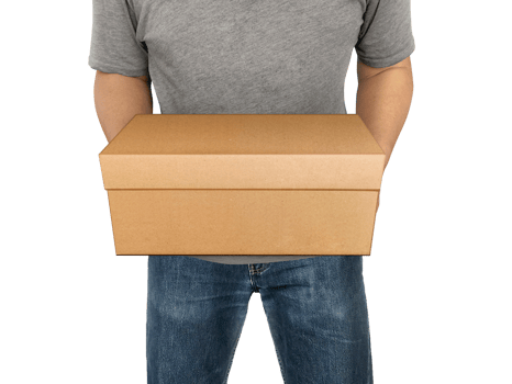 Delivery man holding cardboard boxes transparent background png