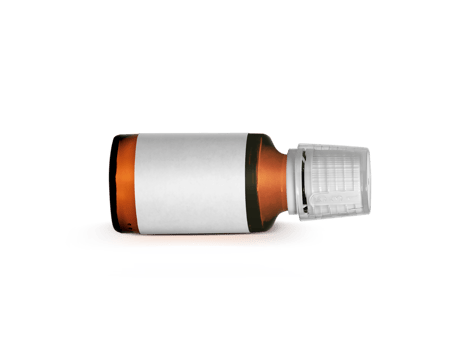Brown medicine bottle with label, transparent background png
