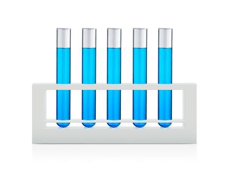 Blue liquids in test tubes, transparent background png