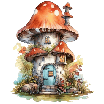 Illustration of a fairy-tale house on a tree with a lot of flowers png