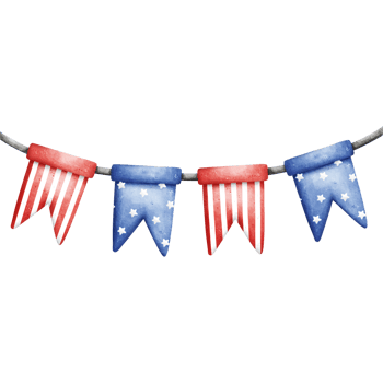 Watercolor patriotic bunting png