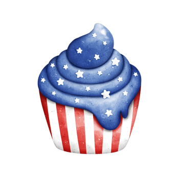 Watercolor patriotic cupcake png
