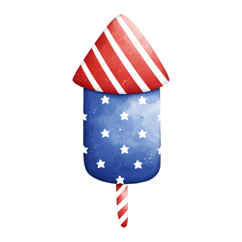 Watercolor patriotic rocket firework png