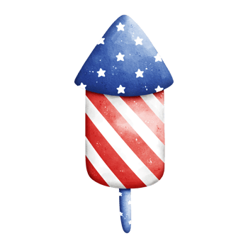 Watercolor patriotic rocket firework png