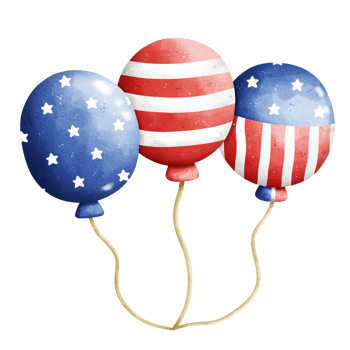 Watercolor patriotic balloons png