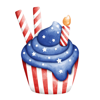 Watercolor patriotic cupcake png