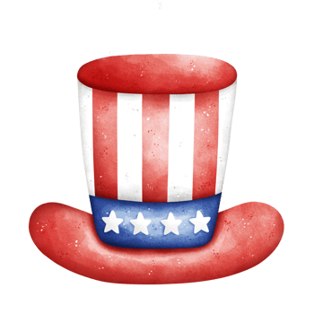 Watercolor patriotic Uncle Sam hat png