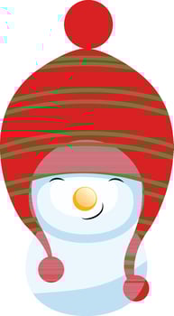 Cute Snowman wearing red winter cap. vector