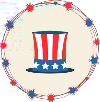 Uncle Sam's Hat in circular frame. vector