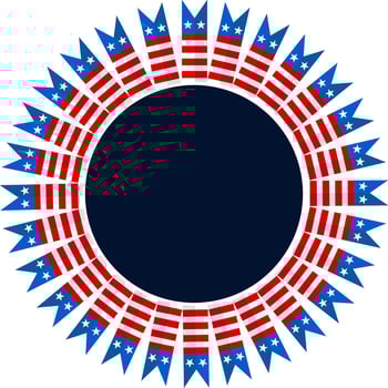 Badge decorated with American Flag colors. vector