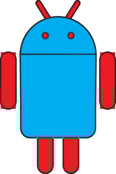 Red and blue isolated android logo. vector