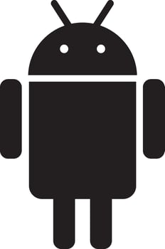 Black and White isolated android logo. vector