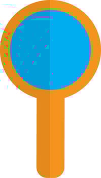Magnifying glass icon with half shadow for education concept. vector