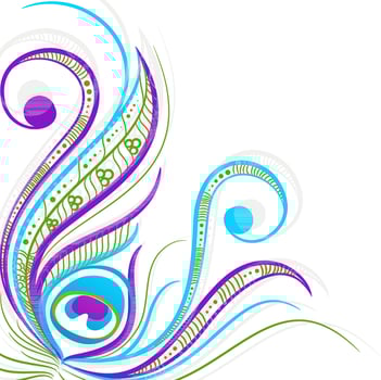 Colorful artistic peacock feather design. vector