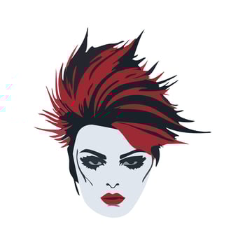 Portrait of Heavy metal vocalist. Rocker vector illustration. Hard rock singer.