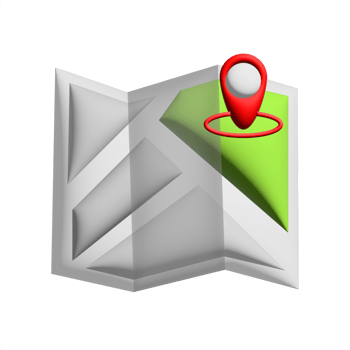 city map with icon Pin location on the paper, 3d render. png