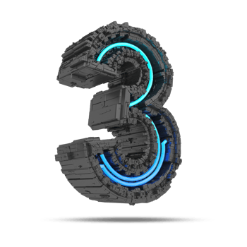 3d spaceship number with neon light effect, 3d rendering png