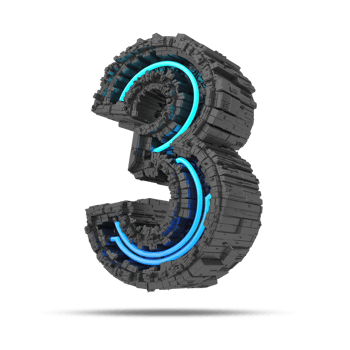 3d spaceship number with neon light effect, 3d rendering png