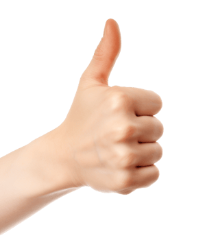 Realistic thumb up hand gesture on transparent background, as . Like. Good feedback, positive reaction. Validation and approval. . png
