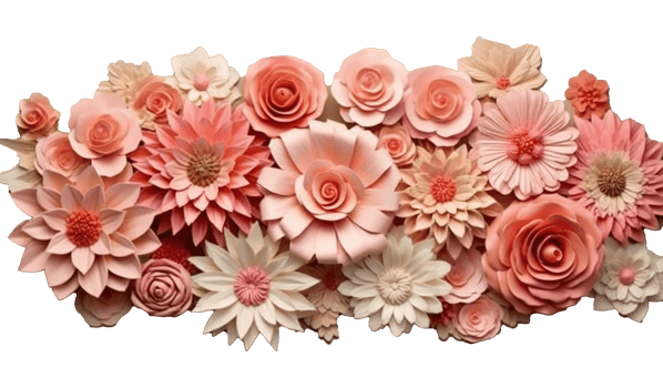 Pink and Rosegold 3D flower papercut wallpaper, Classic home decoration, 3D paper cut background, png