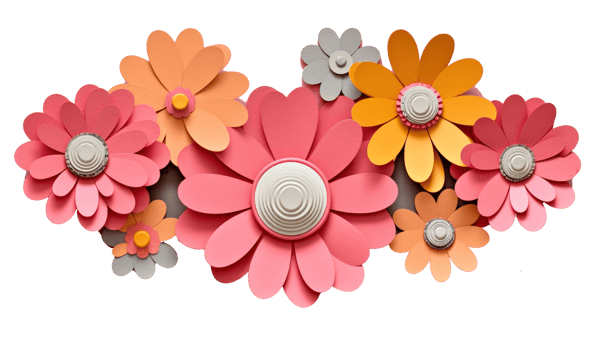 Pink and Rosegold 3D flower papercut wallpaper, Classic home decoration, 3D paper cut background, png