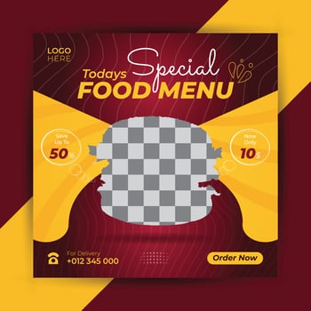 Burger fast food restaurant social media poster design template web banner. vector