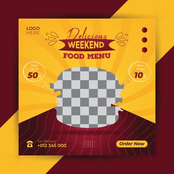 Burger fast food restaurant social media poster design template web banner. vector