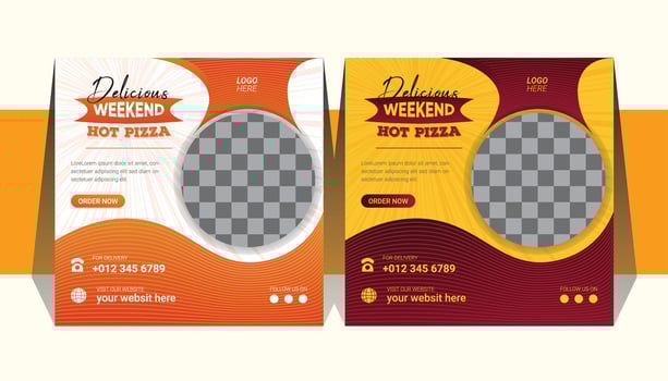 Restaurant pizza food poster design template for social media post. vector