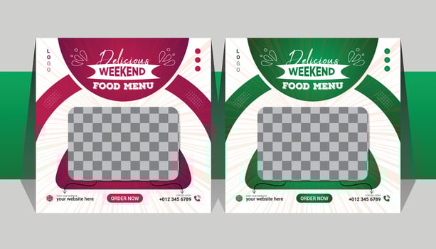 Food social media post banner design template. web food menu poster. vector