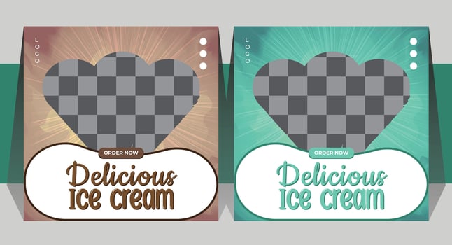 Ice cream social media post design template. web promotional banner poster design. vector