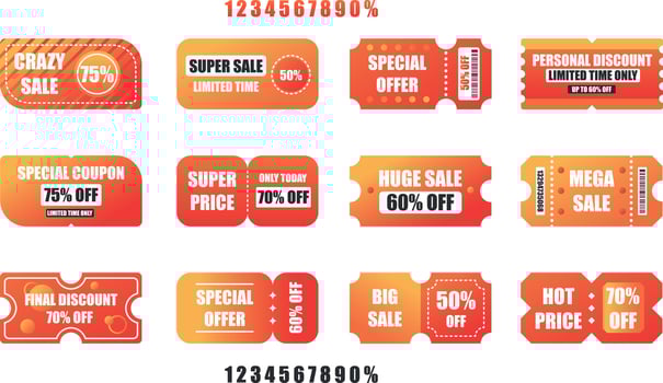 Set of red discount coupons vector