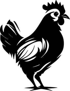 Chicken - Black and White Isolated Icon - Vector illustration