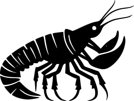 Crawfish, Black and White Vector illustration