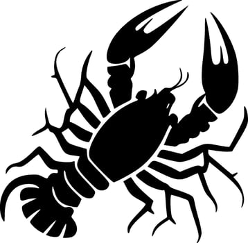 Crawfish - Black and White Isolated Icon - Vector illustration