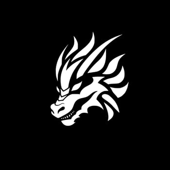 Dragon, Black and White Vector illustration
