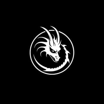 Dragon, Black and White Vector illustration
