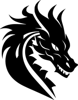 Dragon - Black and White Isolated Icon - Vector illustration