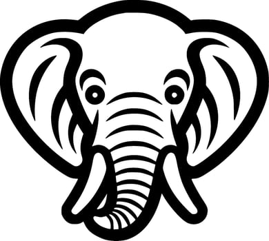 Elephant, Black and White Vector illustration