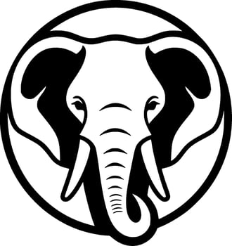 Elephant, Black and White Vector illustration