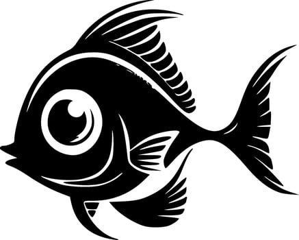 Fish - Black and White Isolated Icon - Vector illustration