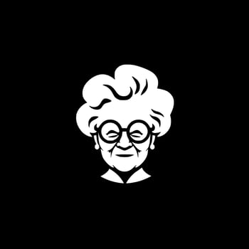 Grandma, Black and White Vector illustration