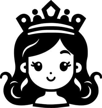 Princess - Black and White Isolated Icon - Vector illustration