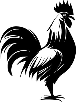 Rooster - Black and White Isolated Icon - Vector illustration
