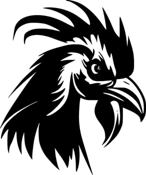 Rooster, Black and White Vector illustration