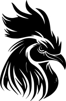 Rooster, Black and White Vector illustration