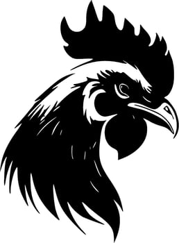 Rooster - Black and White Isolated Icon - Vector illustration